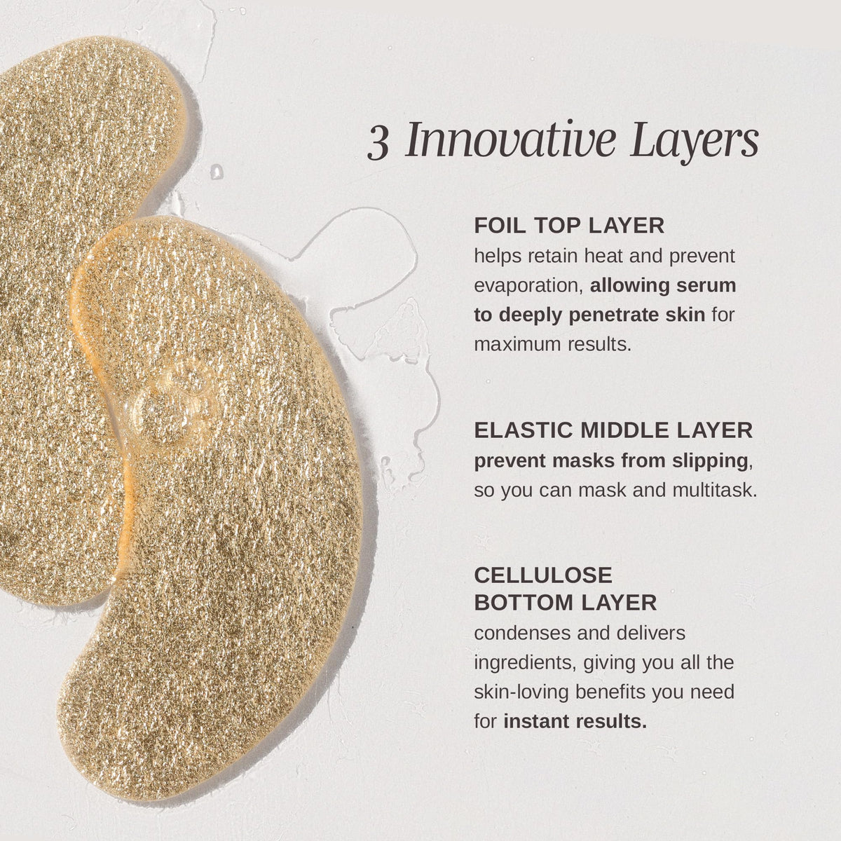 Wander Beauty close-up of gold patch texture showing luxe hydrating layer
