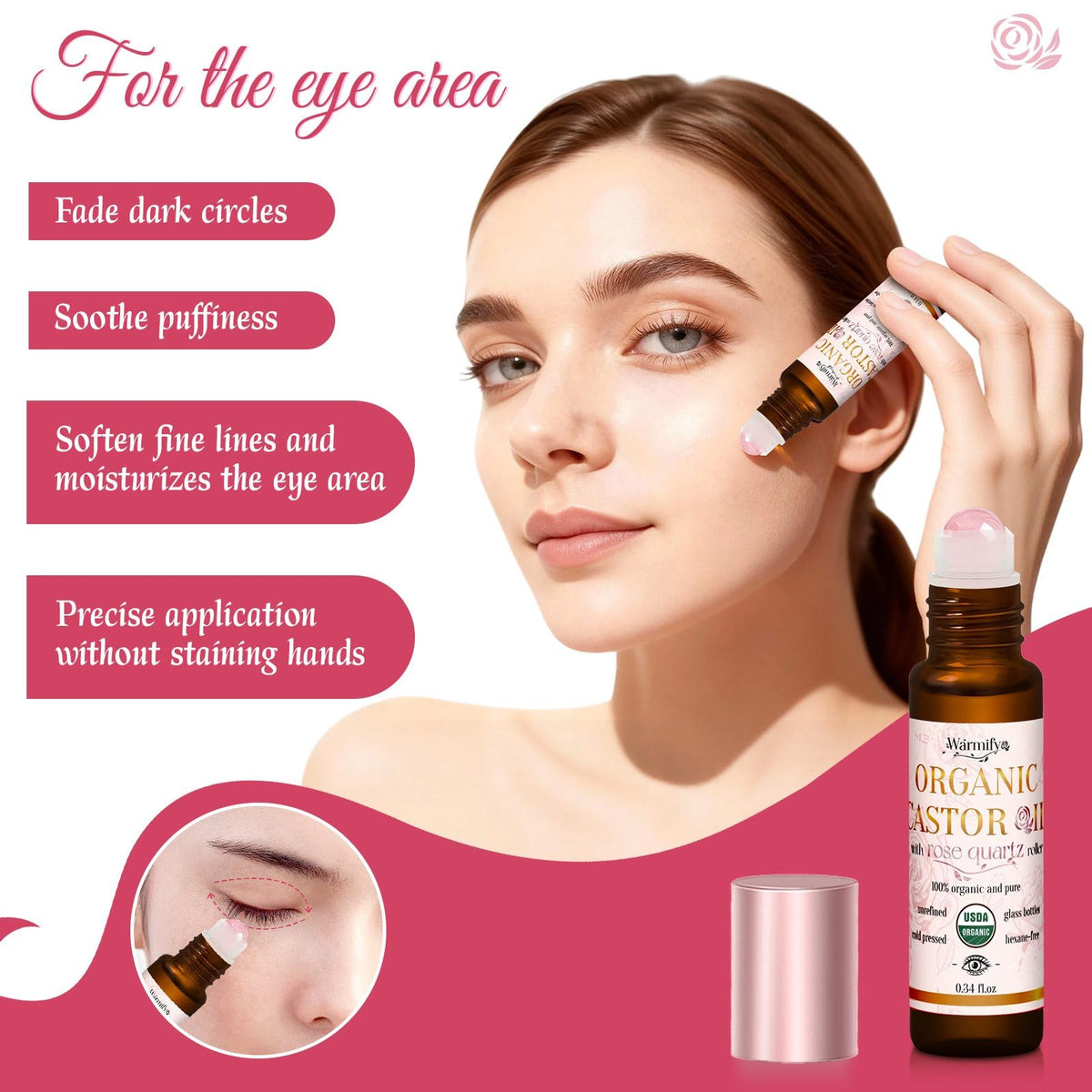 Warmify face roller in hand demonstrating easy application and ergonomic benefit