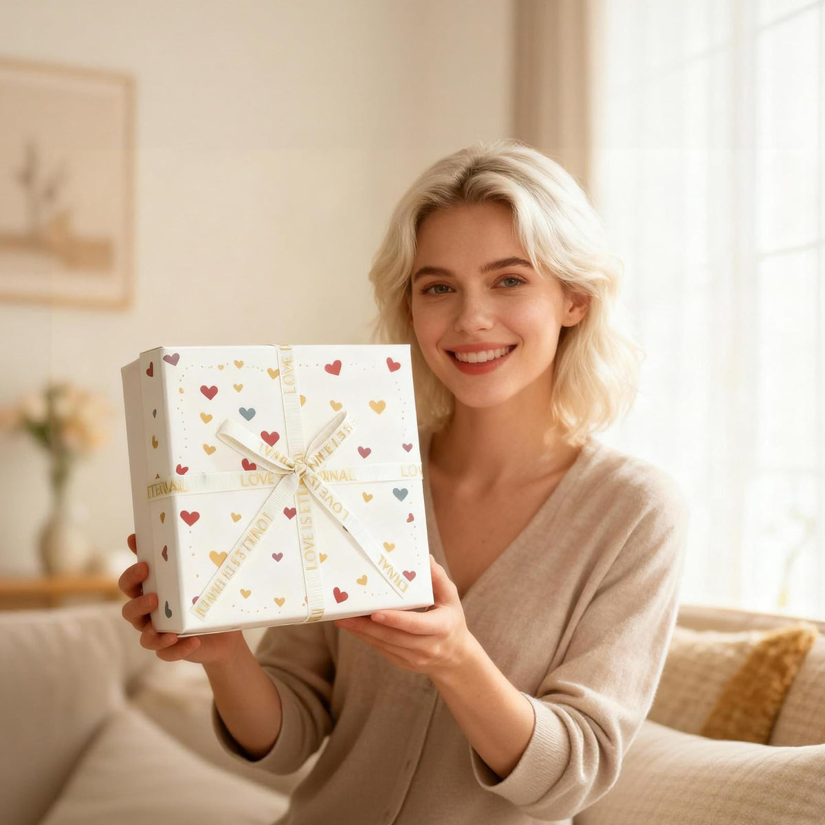 Warmify gift box staged in home setting for ready-to-give presentation