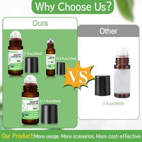 Warmify size comparison trio lined up to show 0.3, 1, and 1.7 fl oz options for targeted use