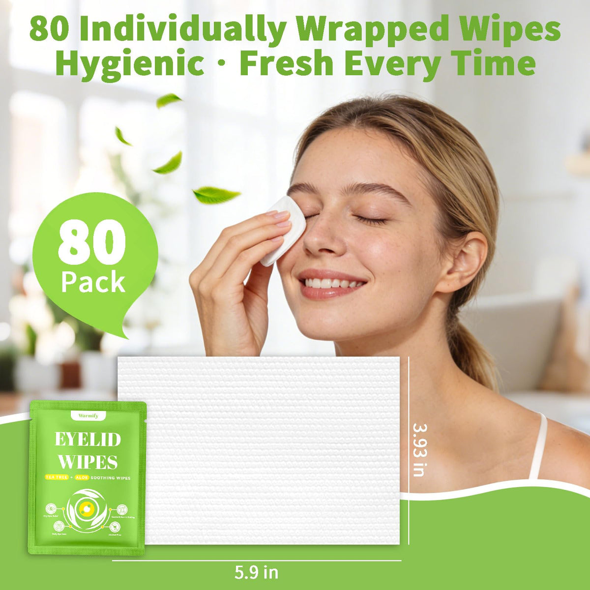 Warmify close-up of wipe texture demonstrating soft gentle fabric for eyelids
