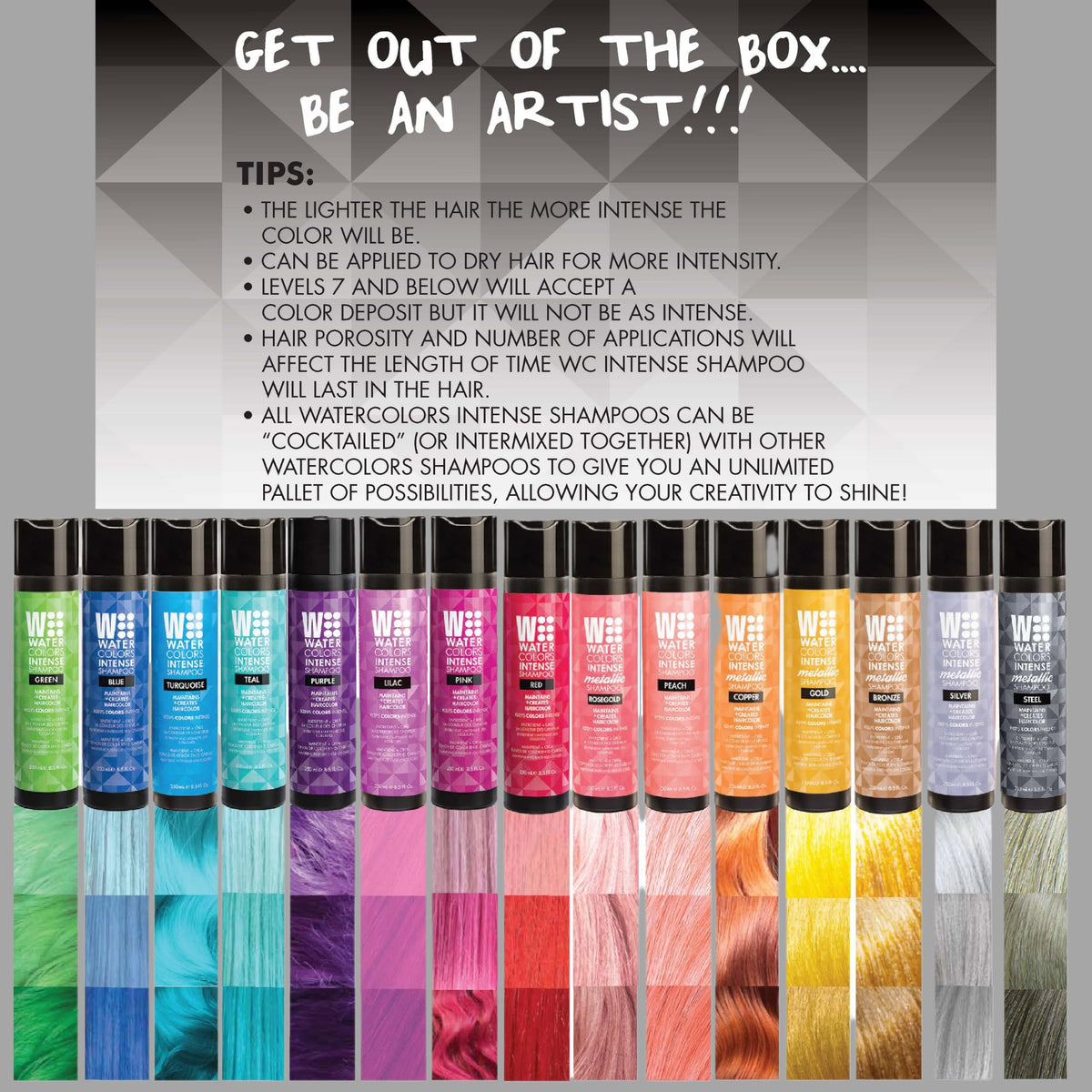 Watercolors by Tressa ingredients label showing clean formula benefits