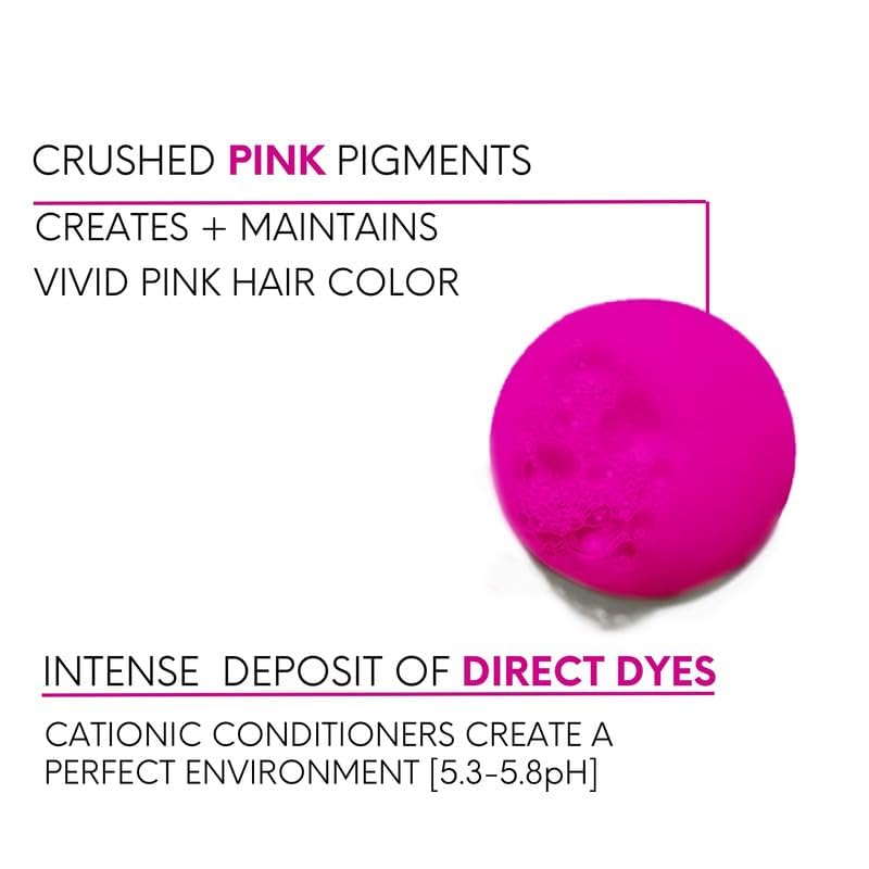 Watercolors pink applied in shower on hair to refresh vibrant tones