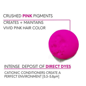 Watercolors pink applied in shower on hair to refresh vibrant tones