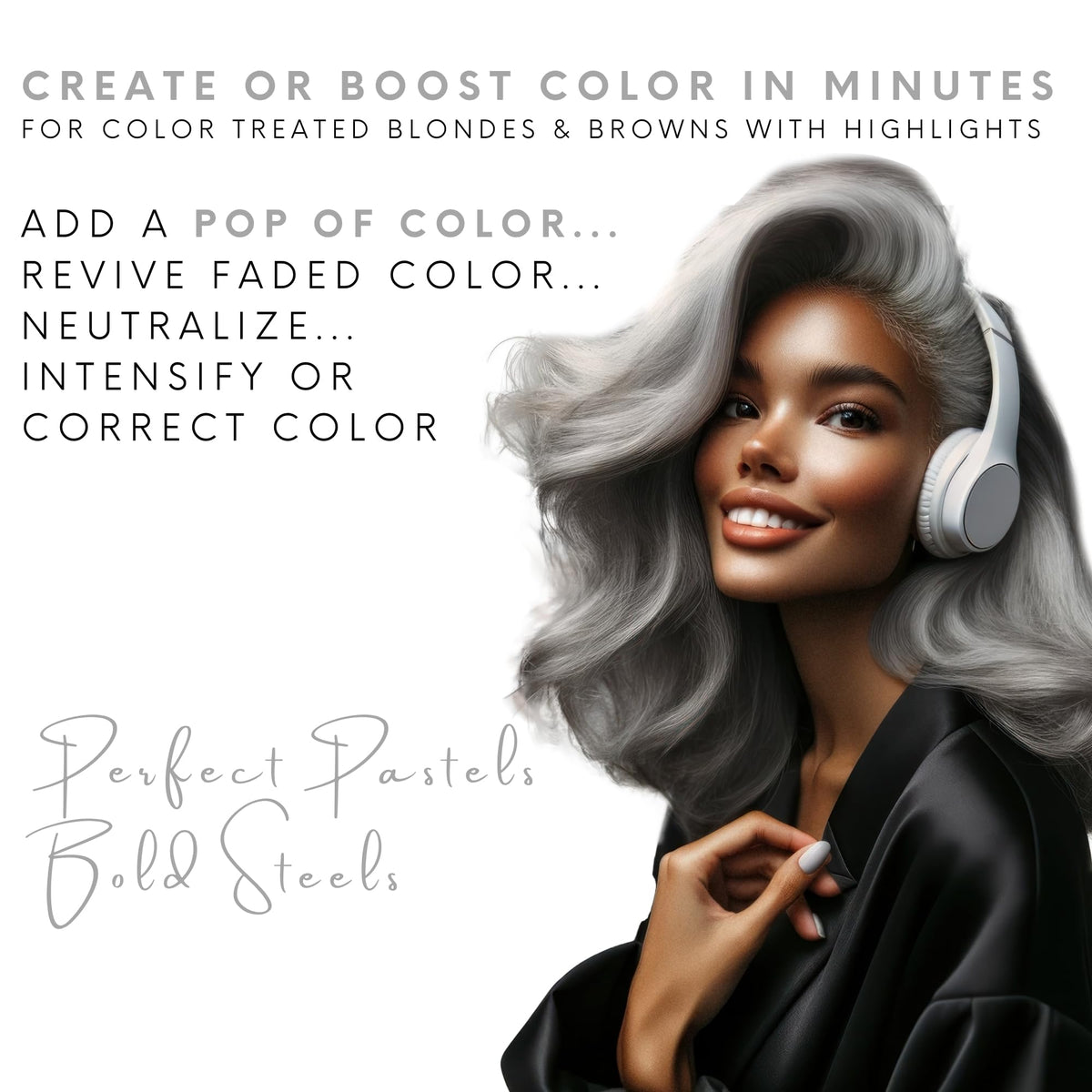 Watercolors STEEL shampoo texture on hand illustrating creamy consistency and easy application benefit