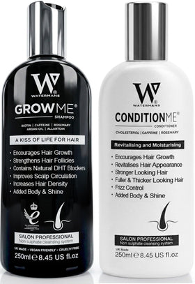 Watermans front packaging duo showing bottles and brand benefits