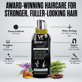 Watermans grow me back label with ingredient list and usage details