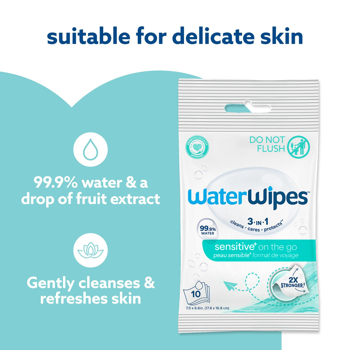 WaterWipes close-up texture of thicker wipe for gentle cleanse