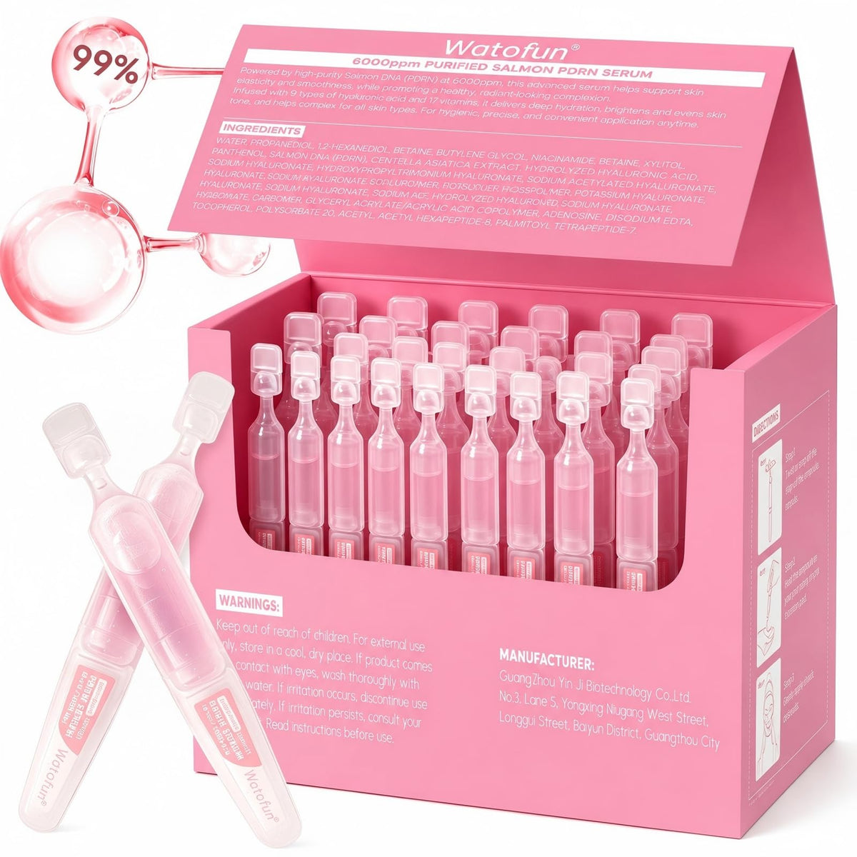 Watofun front packaging showing 40 sealed ampoules and benefits