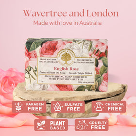 Wavertree & London embossed soap bar detail highlighting craftsmanship and quality