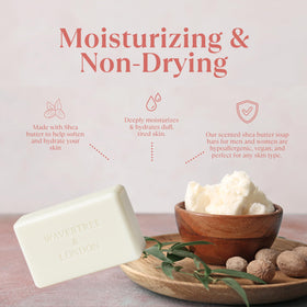 Wavertree & London shea butter ingredient shot emphasizing moisturization benefits