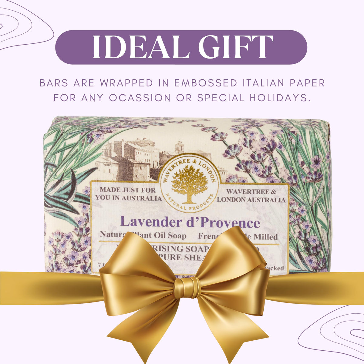 Wavertree & London soap on bathroom tray suggesting fragranced, relaxing bath