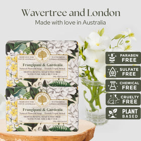 Wavertree & London close-up of embossed soap detail highlighting craftsmanship benefit