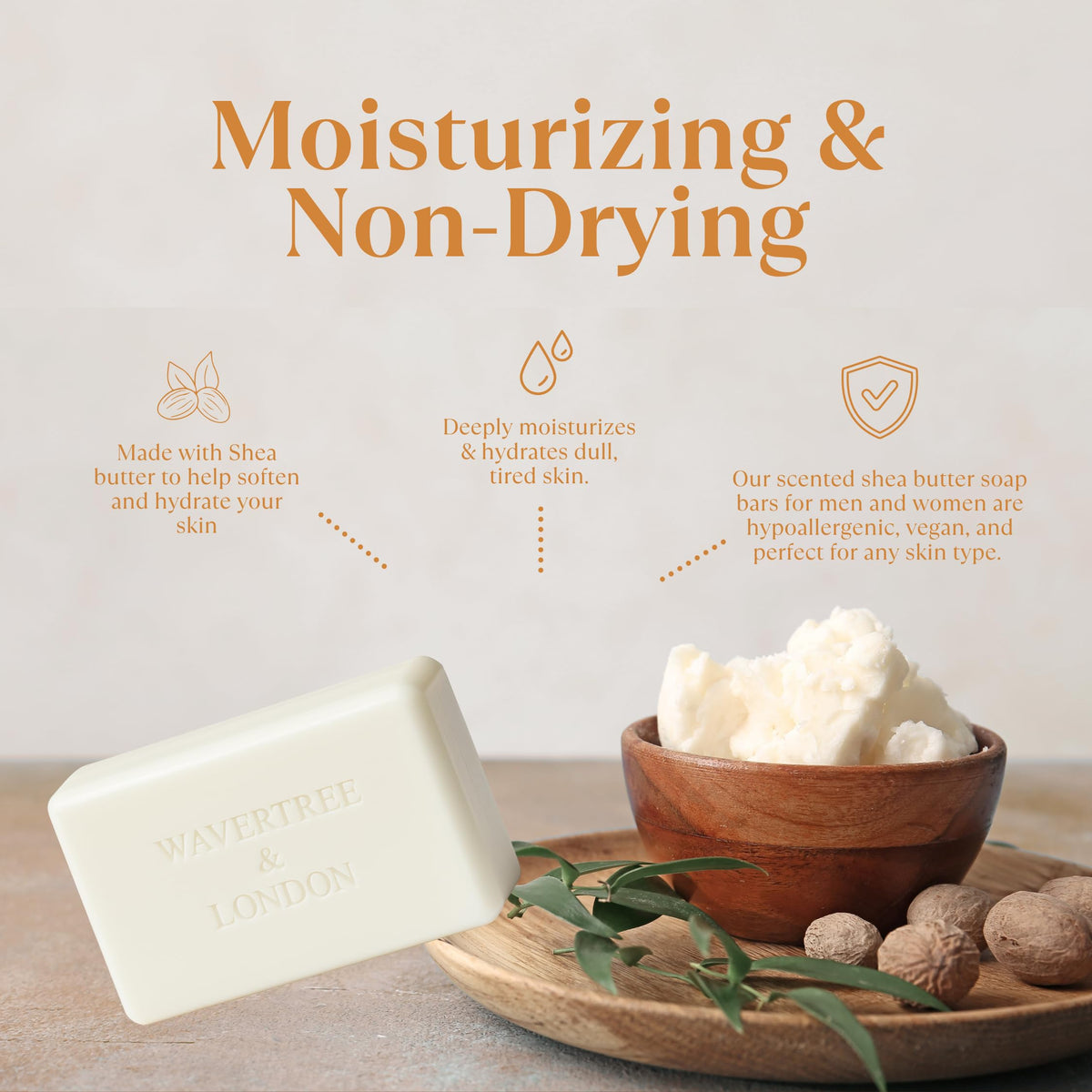 Wavertree & London creamy lather from the bar demonstrating rich moisture and foam