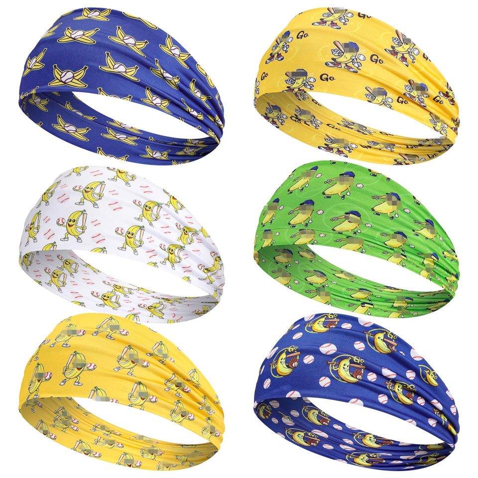 Wavyknot front packaging showing six banana headbands and bright colors for team look