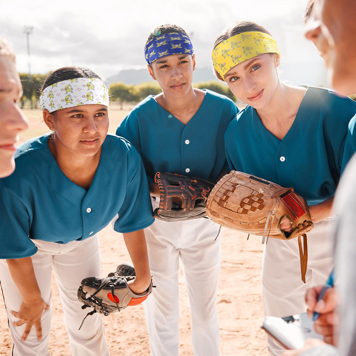 Wavyknot headband in use on a baseball player keeping sweat away from eyes