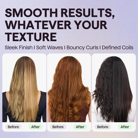 wavytalk styling iron used on protected hair showing shine benefit: safe heat styling up to 450°F