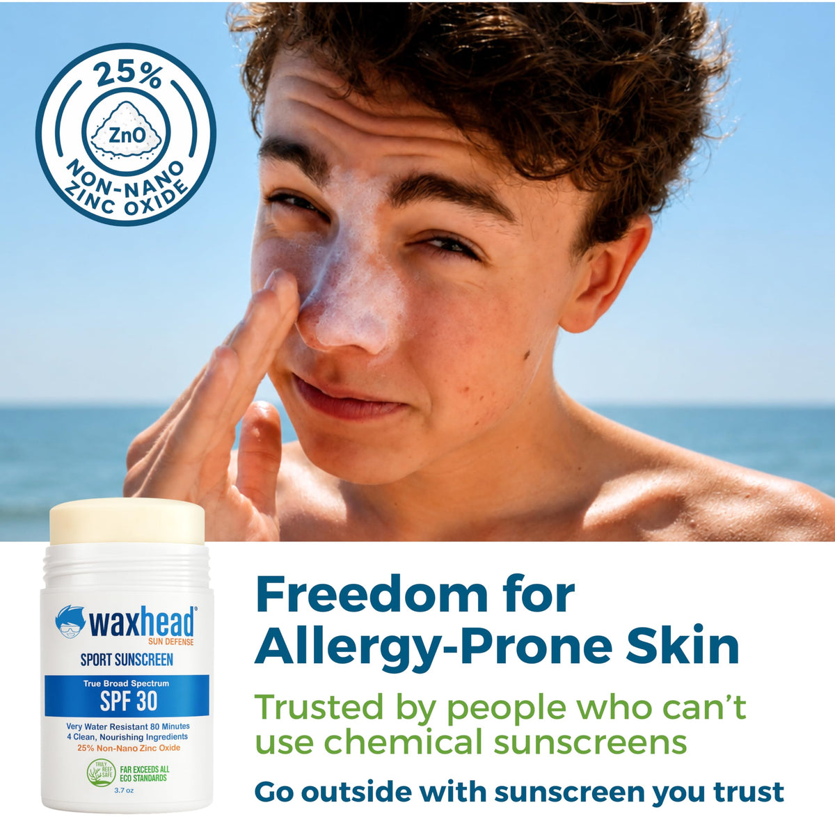 Waxhead beach lifestyle shot with surfer using stick for sport-ready water resistance