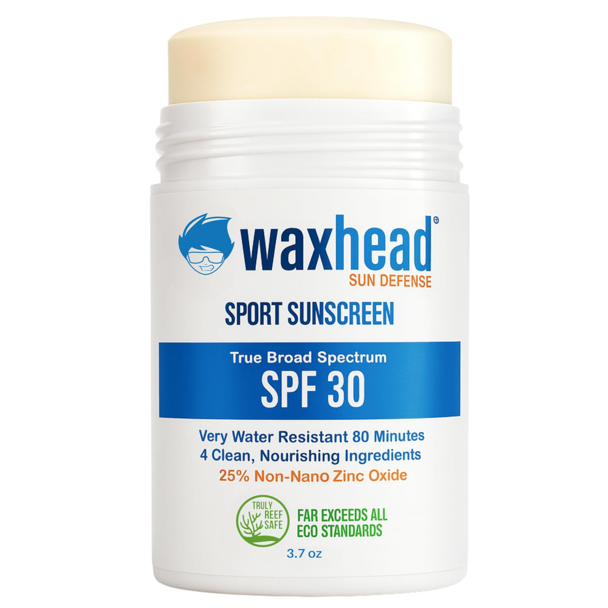 Waxhead front packaging stick showing SPF 30 and jumbo size for reliable protection