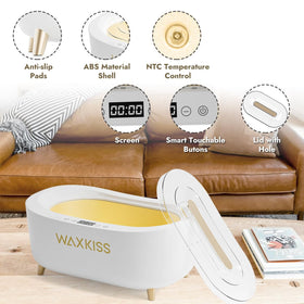 waxkiss size comparison with foot rest demonstrating 4500ml capacity and scale