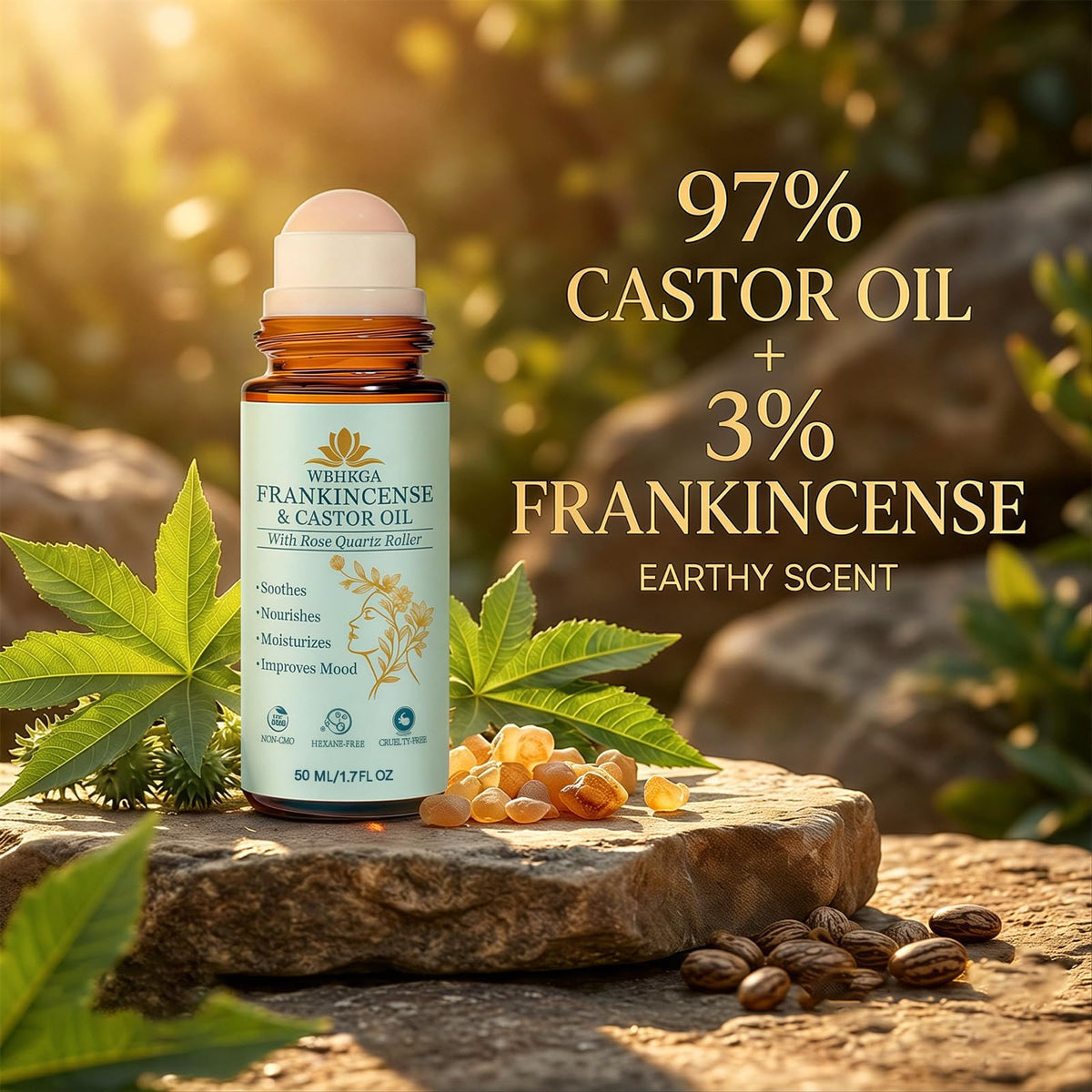 WBHKGA thick castor and frankincense oil texture on applicator highlighting deep hydration