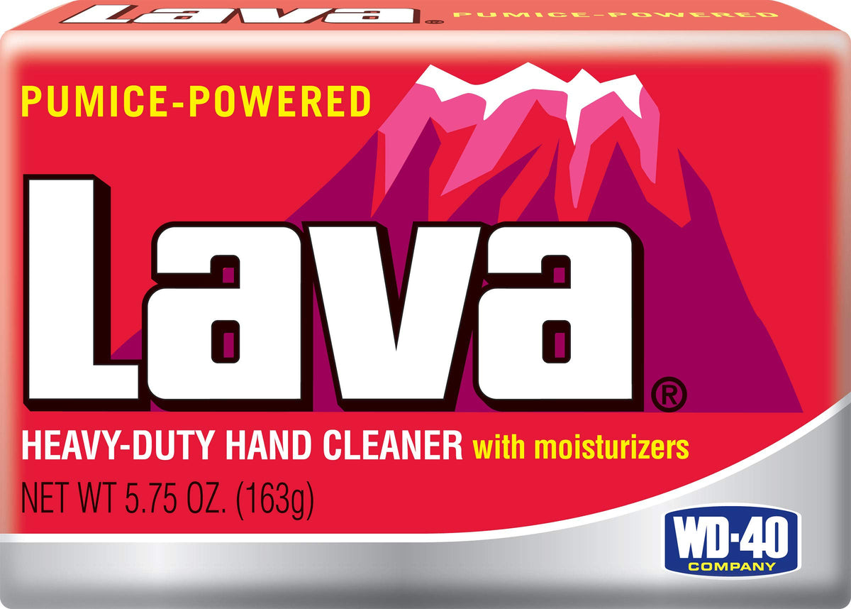 WD-40 Lava bar in use on mechanic hands removing grease fast