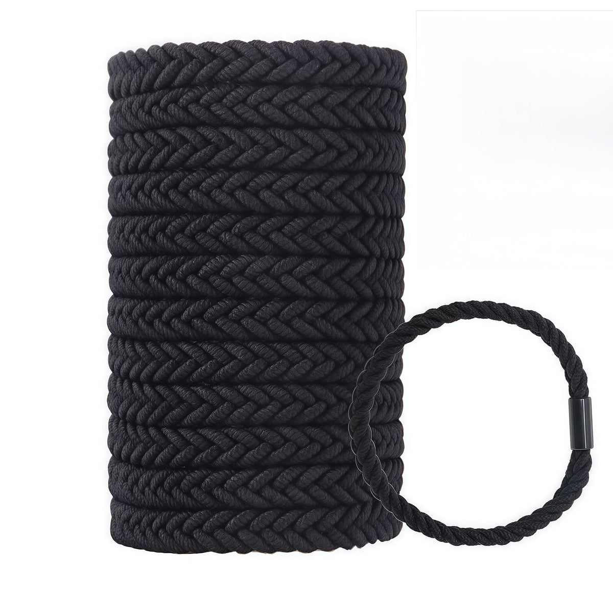 WDGROW front packaging of 12 large braided hair ties showing value and style