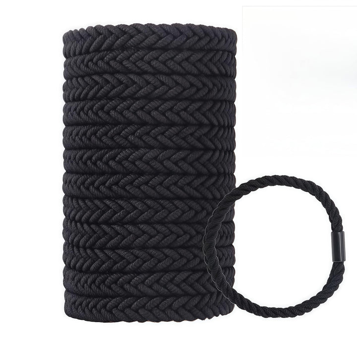 WDGROW front packaging of 12 large braided hair ties showing value and style