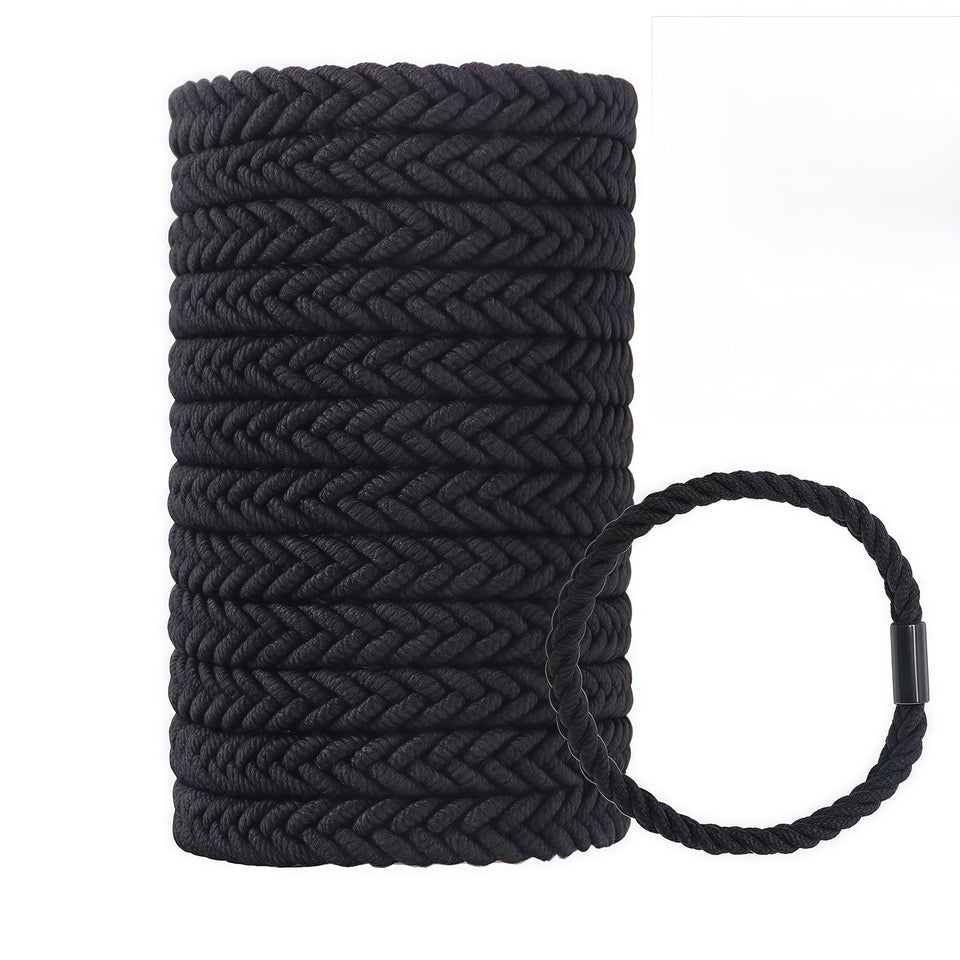 WDGROW front packaging of 12 large braided hair ties showing value and style