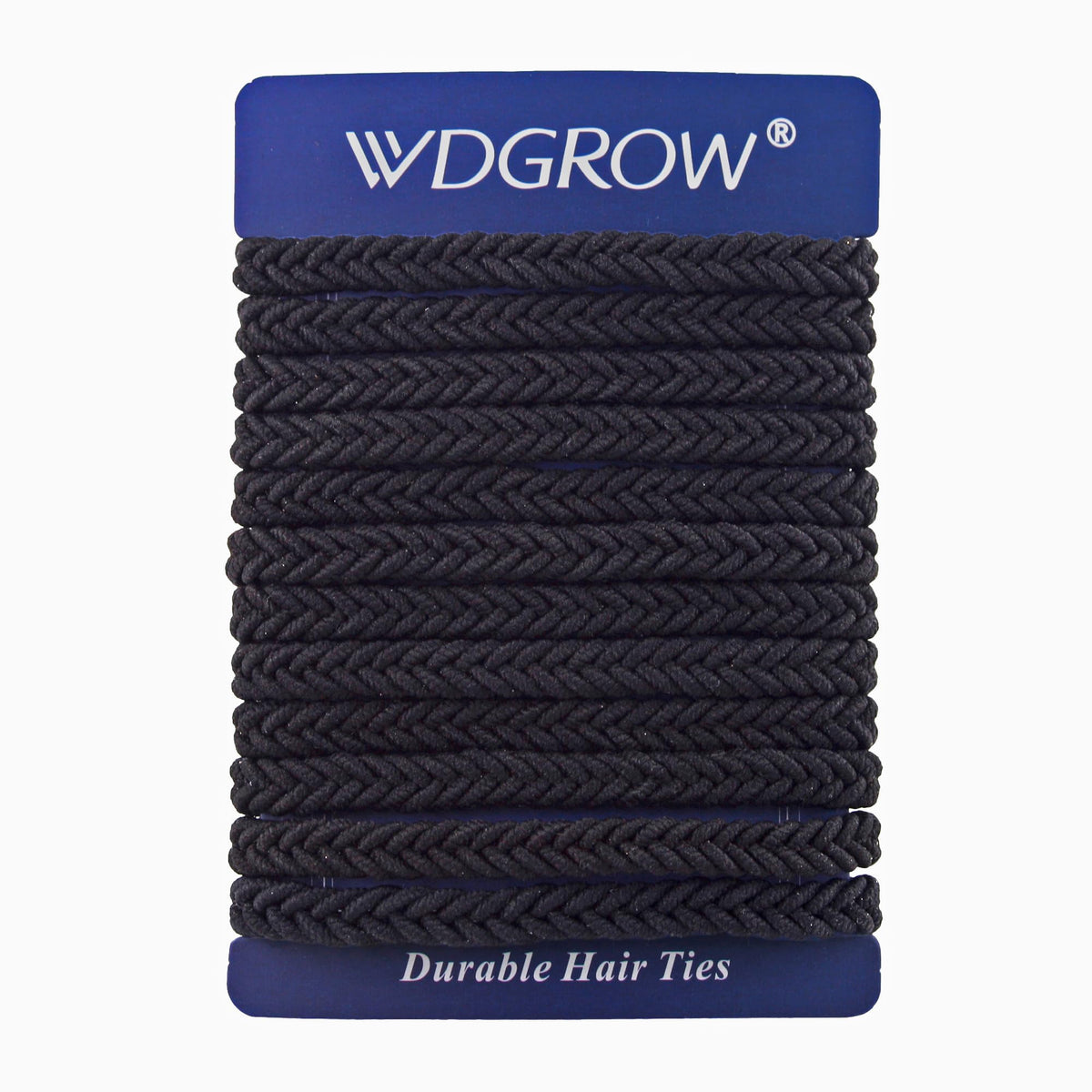 WDGROW twelve black hair ties laid flat demonstrating bulk value