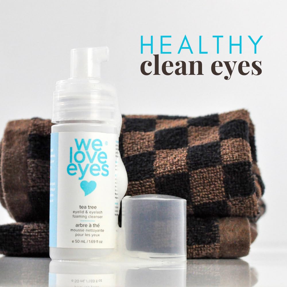 We Love Eyes close-up label listing tea tree and probiotic preservative