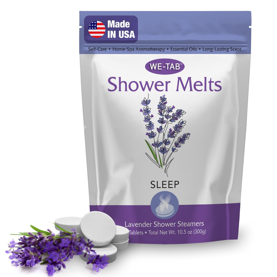 We-Tab front packaging showing 10-pack lavender steamers and calming benefits