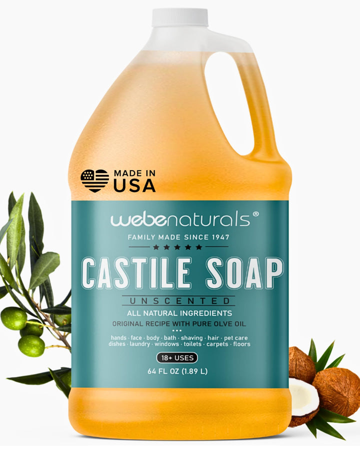 WEBE front label on 64 oz refill showing clean ingredients and size benefit