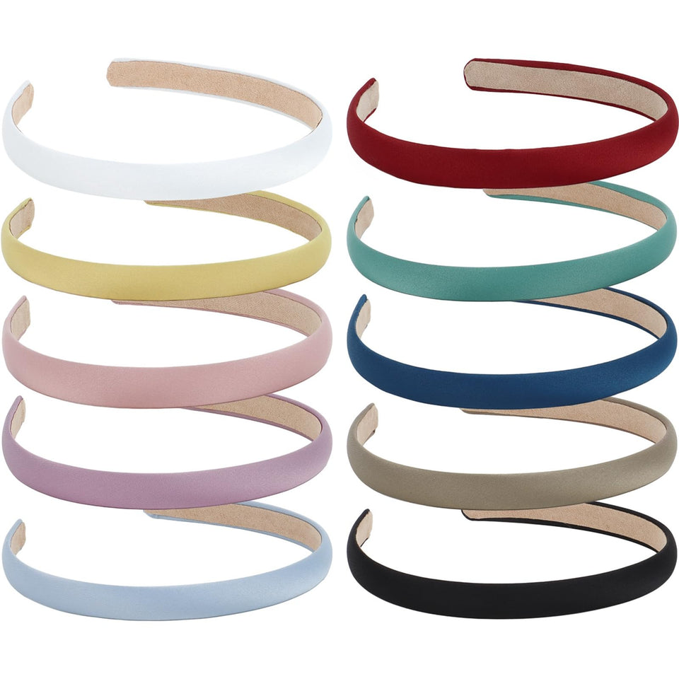 Wecoe front view of ten headbands shows variety and ready-to-wear convenience