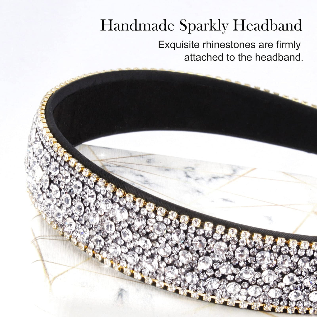 Wecoe headband worn in short hair showing secure fit and added glamour