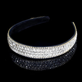 Wecoe silver headband front view showing rhinestone sparkle and polished finish