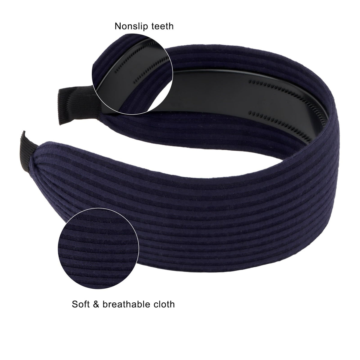 Wecoe headband held in hand to show width and scale for informed size choice
