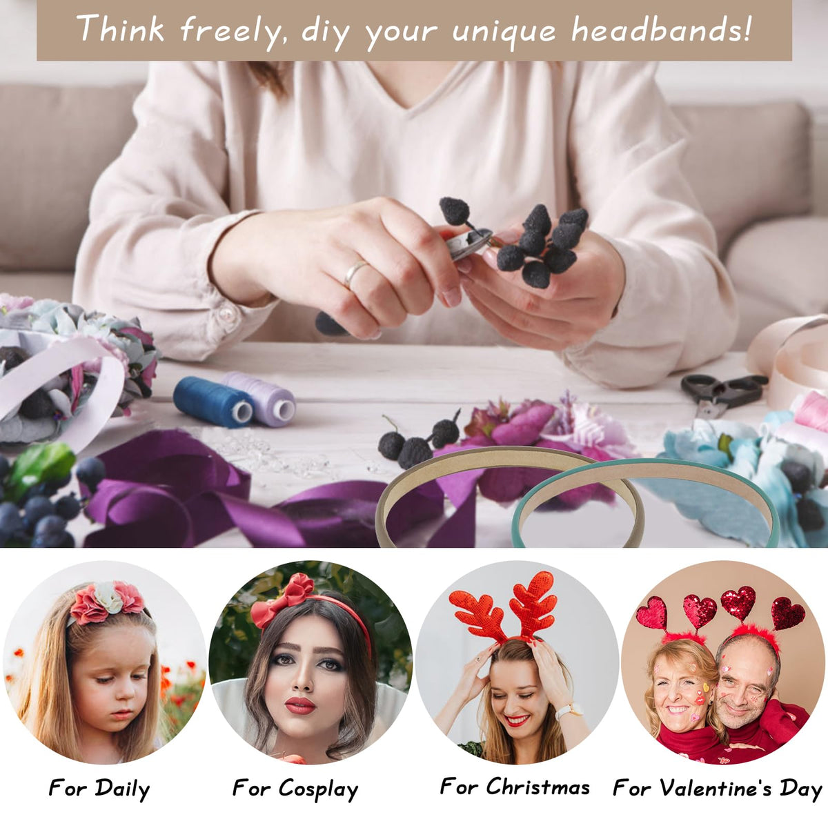 Wecoe headband worn with loose hair shows comfortable non-slip hold