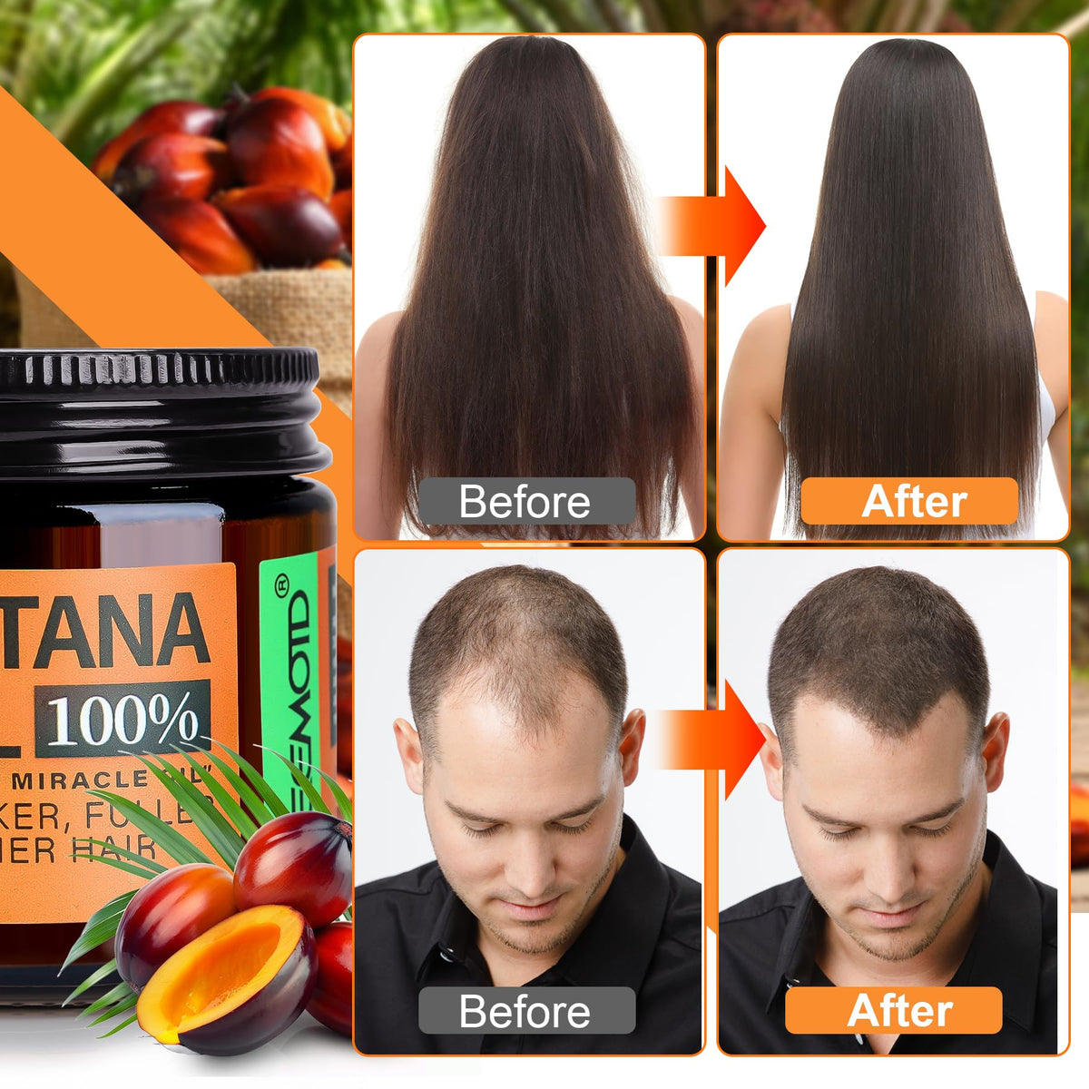 WEEMOTD Batana Oil applied to hair as a mask demonstrating even coverage and conditioning benefit