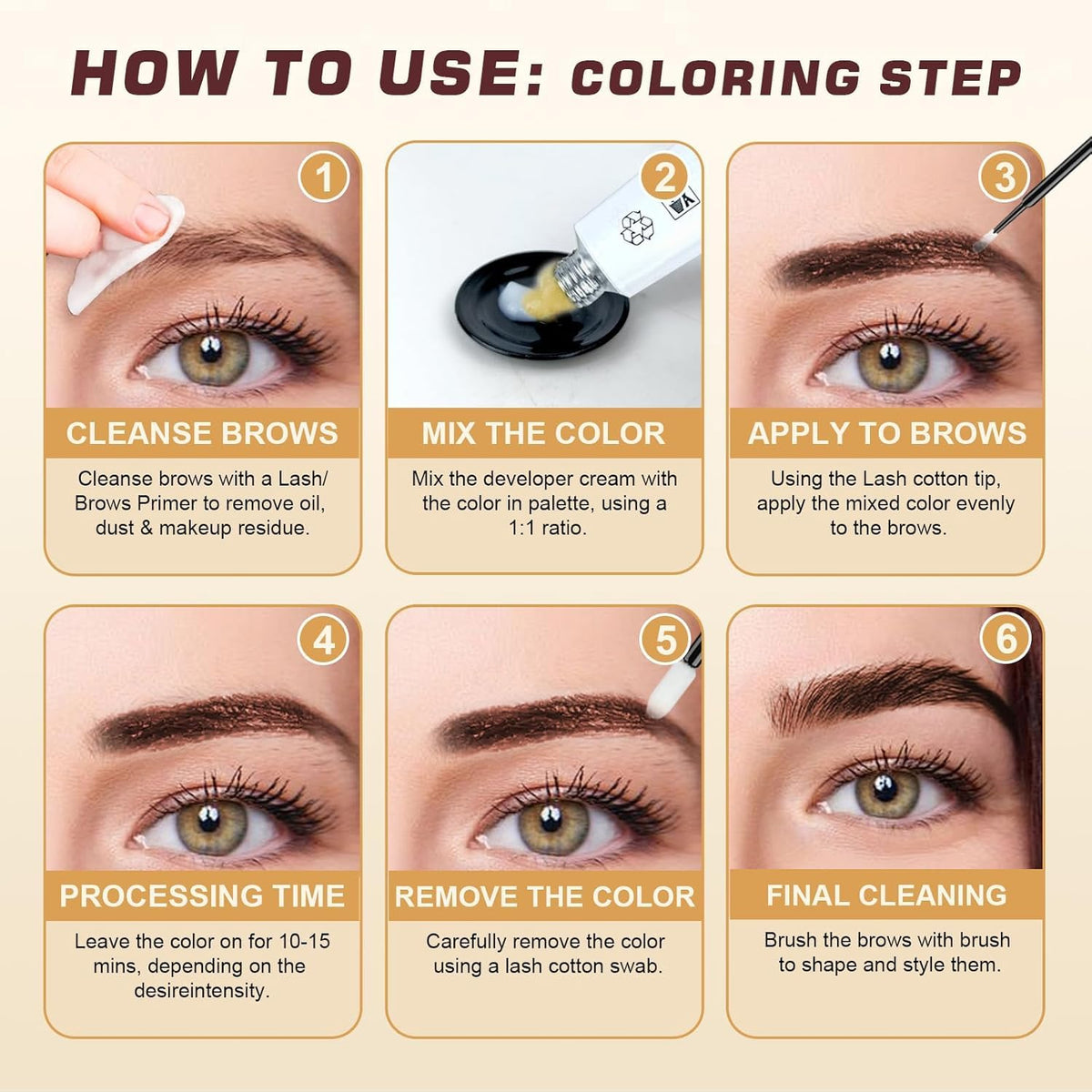 WEILNELL applying tint to eyelashes displaying fuller, darker effect