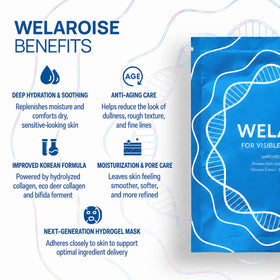 Model wearing Welaroise mask demonstrating close fit and absorption
