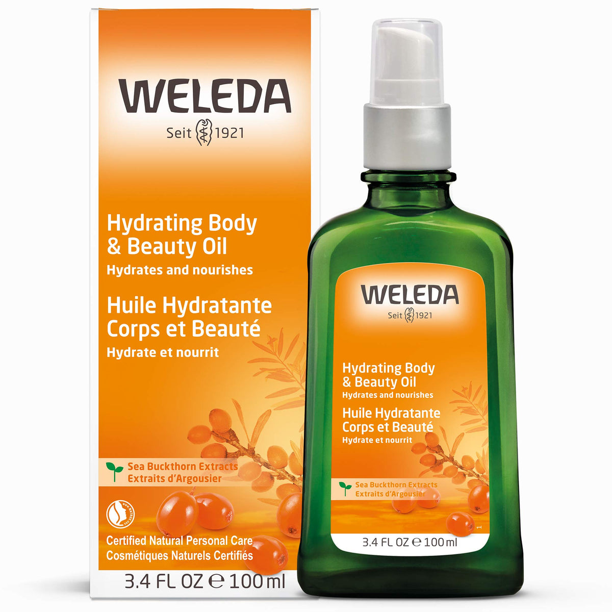 Weleda amber glass bottle close-up highlighting natural formulation benefits
