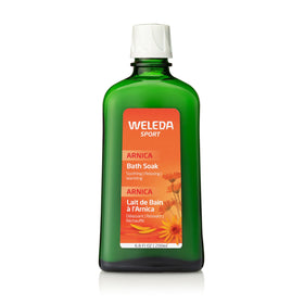 Weleda Arnica Muscle Soak jar front view showing label and packaging for soothing baths