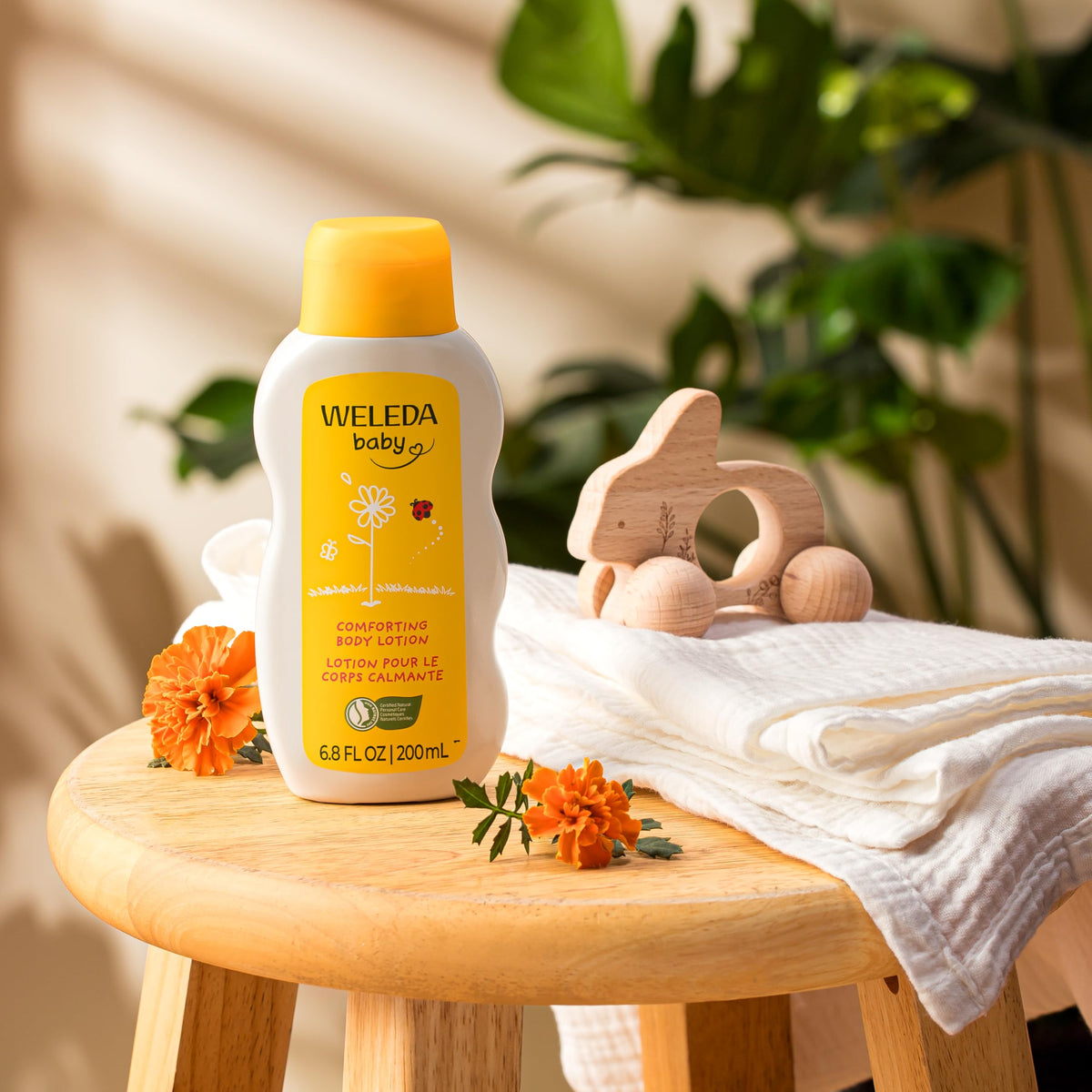 Weleda pump and cap detail highlighting easy dispensing and mess-free use