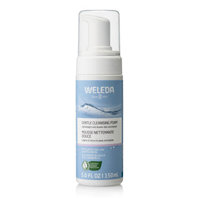 Weleda gentle cleansing face foam front bottle showing label and size benefits