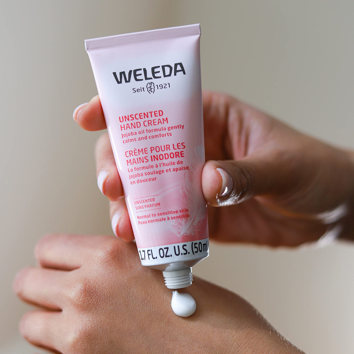 Weleda product close-up with jojoba and borage highlighting natural ingredient benefits