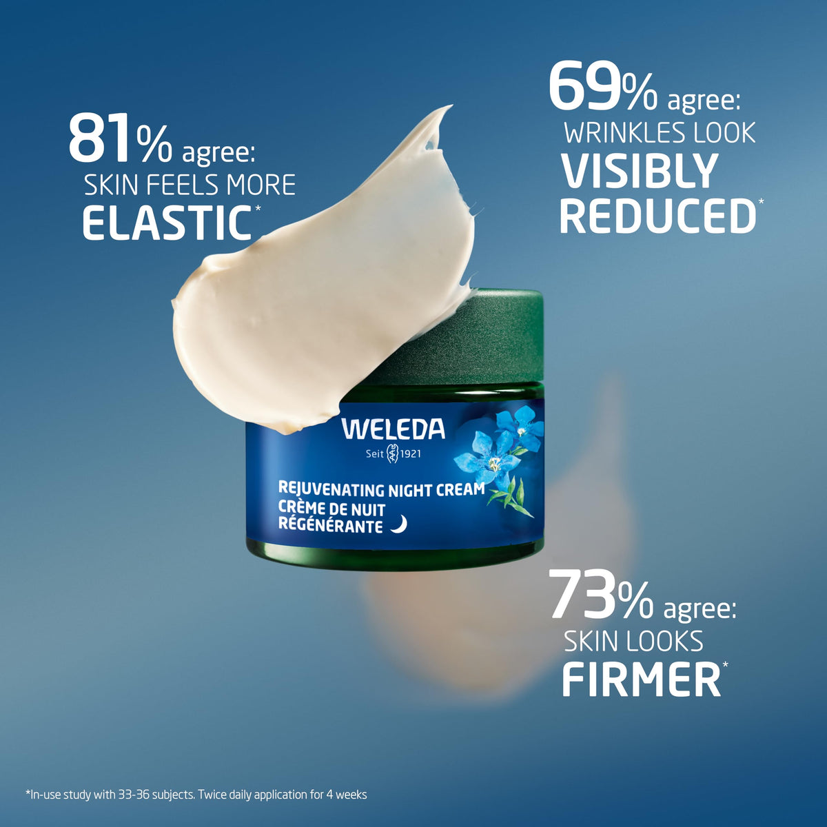 Weleda night cream open texture demonstrating rich, cushiony moisturization