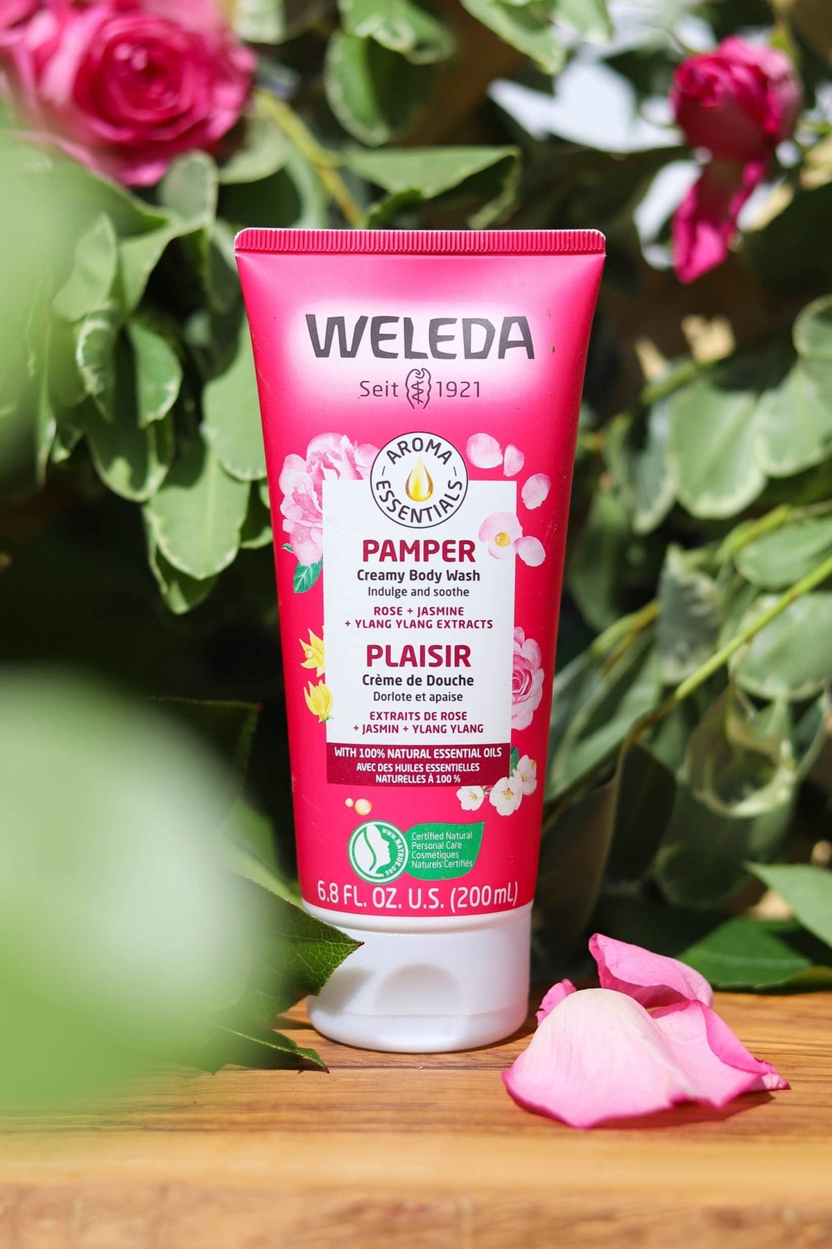 Weleda creamy foam closeup demonstrating rich lather and soft skin feel