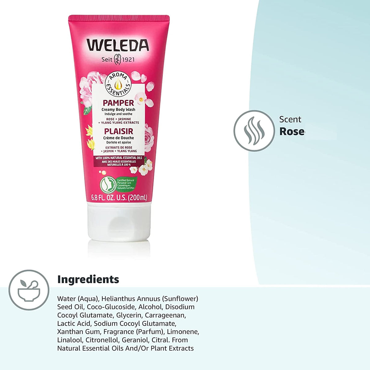 Weleda pump and cap detail illustrating easy dispensing and spill prevention benefit