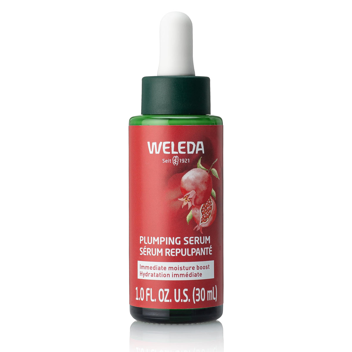 Weleda plumping serum front bottle showing clean natural packaging and benefits